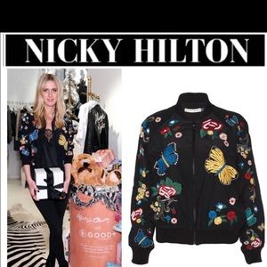 Alice + Olivia Embroidered Bomber Jacket
